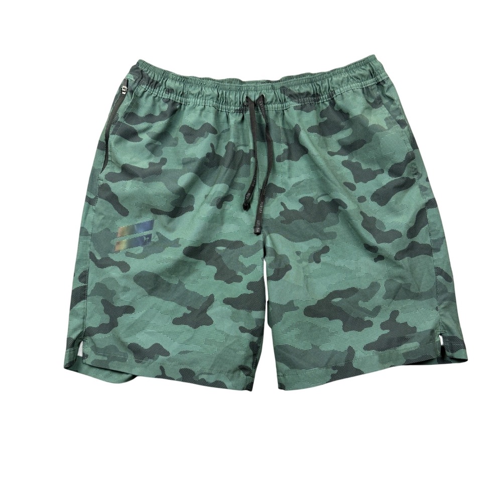 Hurley Mens Large Camo Shorts Green Camouflage Hybrid Active Casual 2 In 1 Lined
